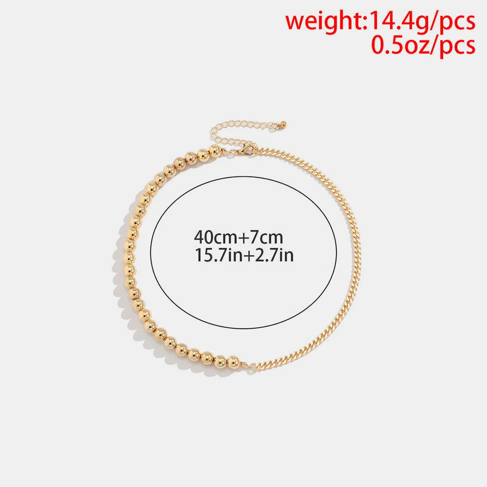1 PC Alloy Simple Beaded Chain Men Necklace