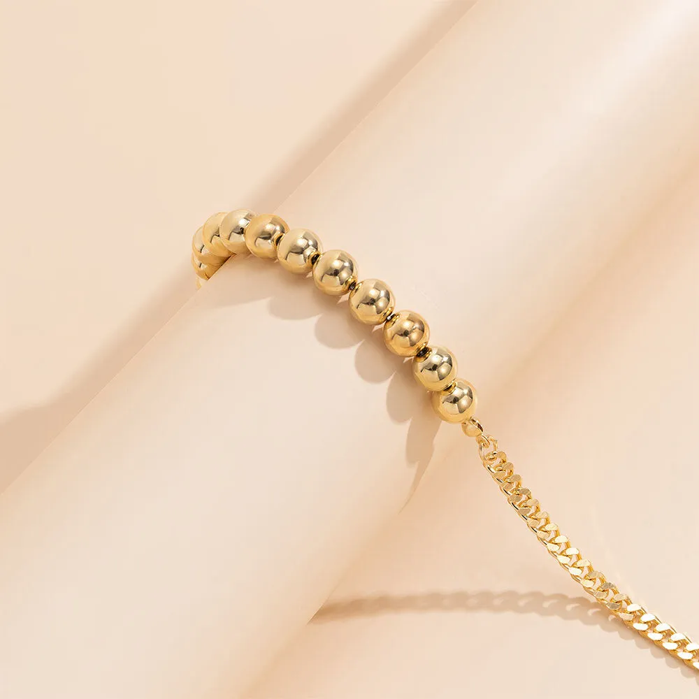 1 PC Alloy Simple Beaded Chain Men Necklace