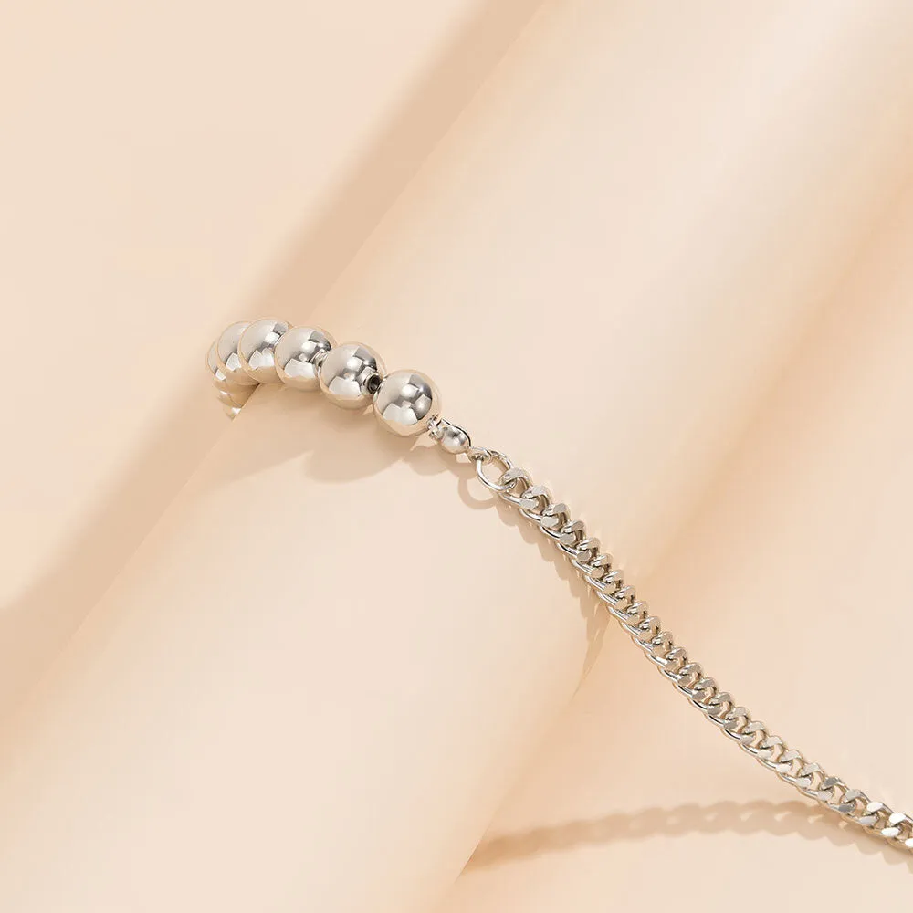 1 PC Alloy Simple Beaded Chain Men Necklace