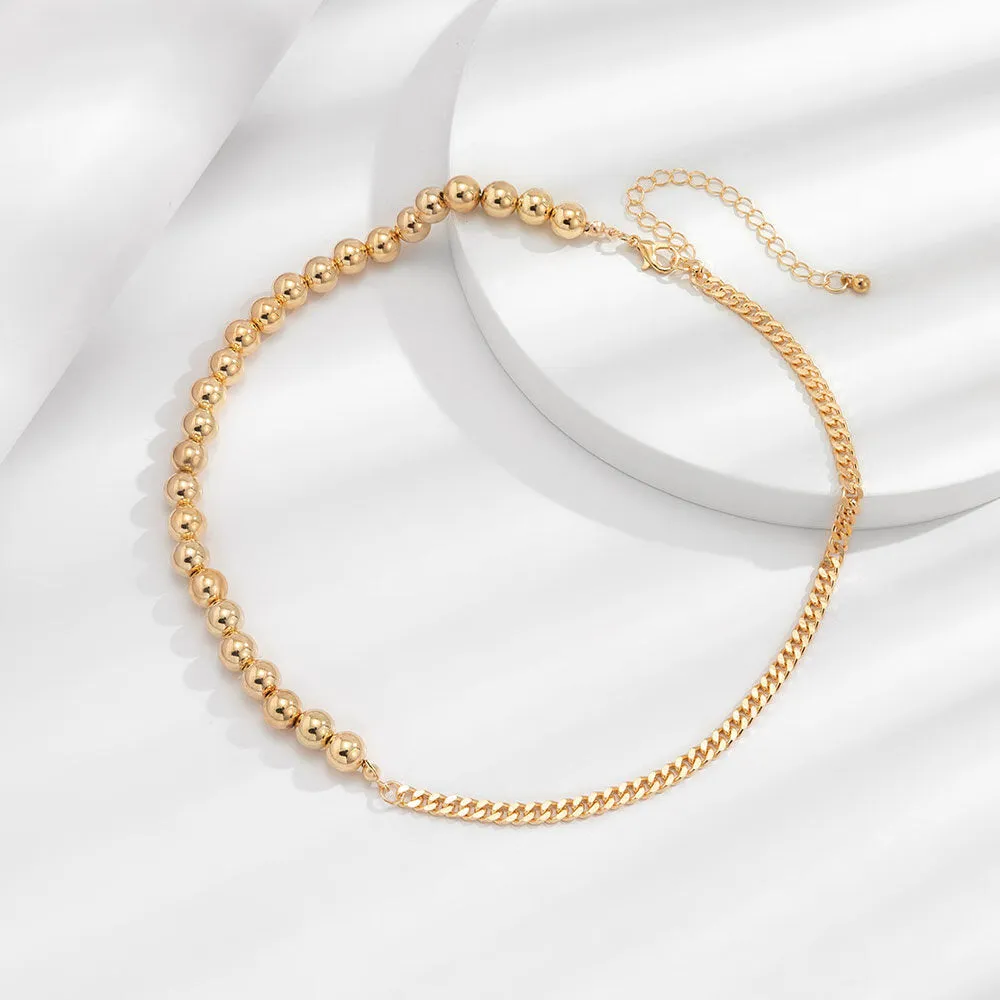 1 PC Alloy Simple Beaded Chain Men Necklace