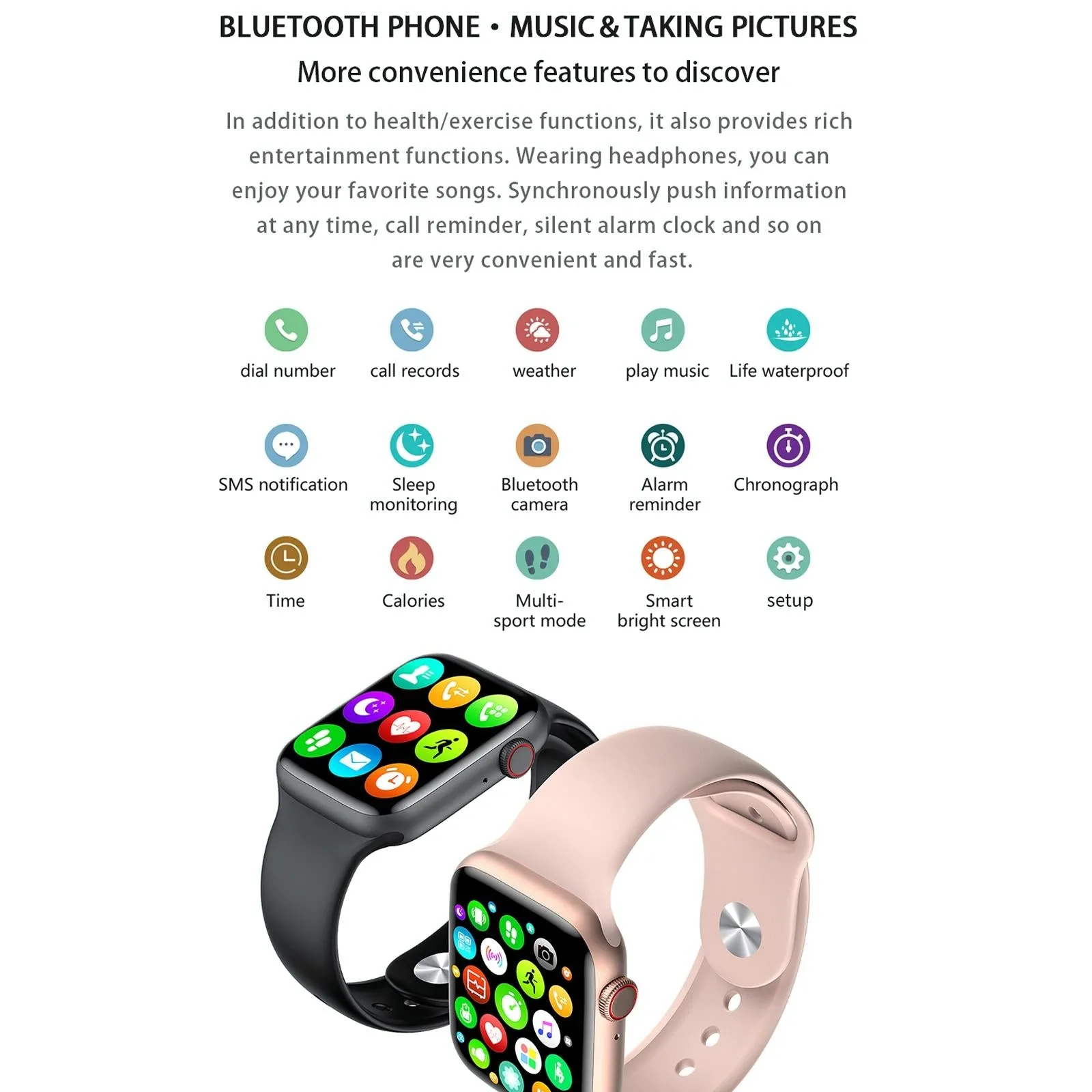 1.75 Inch Full Screen Ip67 Waterproof Smart Watch Support Sleep Monitor / Heart Rate Monitor / Bluetooth Call