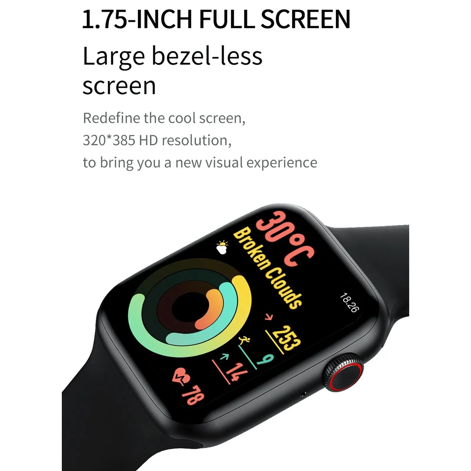 1.75 Inch Full Screen Ip67 Waterproof Smart Watch Support Sleep Monitor / Heart Rate Monitor / Bluetooth Call