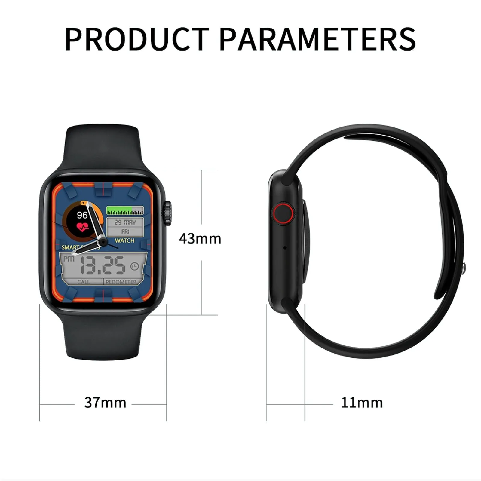 1.75 Inch Full Screen Ip67 Waterproof Smart Watch Support Sleep Monitor / Heart Rate Monitor / Bluetooth Call