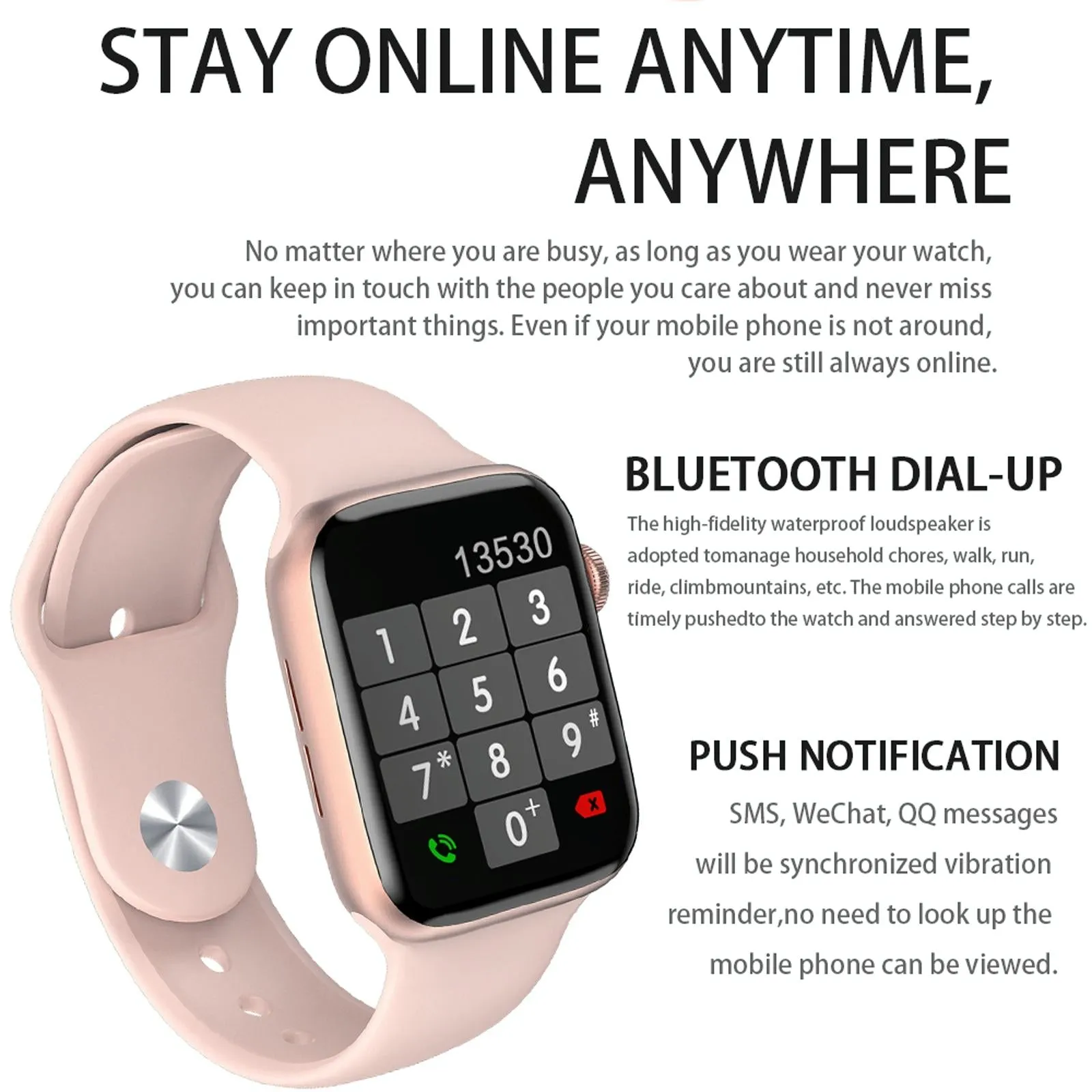 1.75 Inch Full Screen Ip67 Waterproof Smart Watch Support Sleep Monitor / Heart Rate Monitor / Bluetooth Call