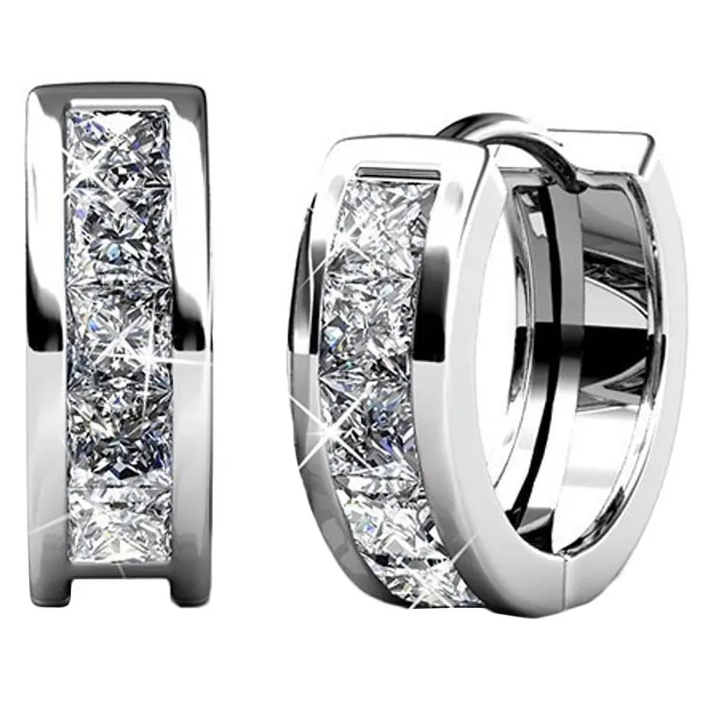 18k Gold Plated Silver Hoop Earrings with Swarovski Crystals