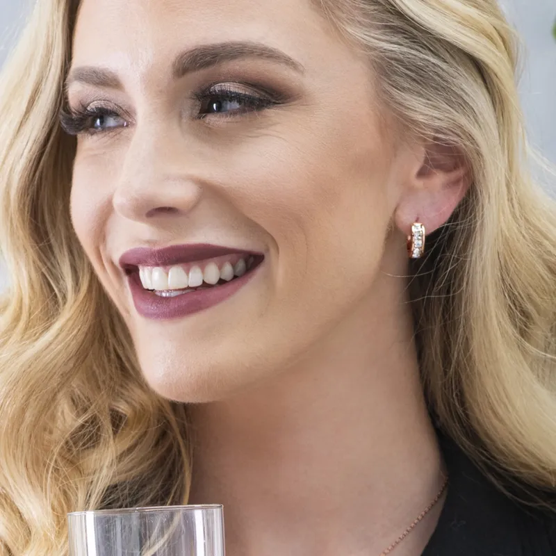 18k Gold Plated Silver Hoop Earrings with Swarovski Crystals