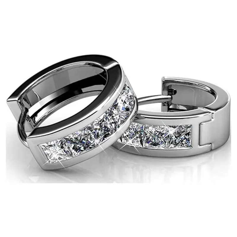 18k Gold Plated Silver Hoop Earrings with Swarovski Crystals