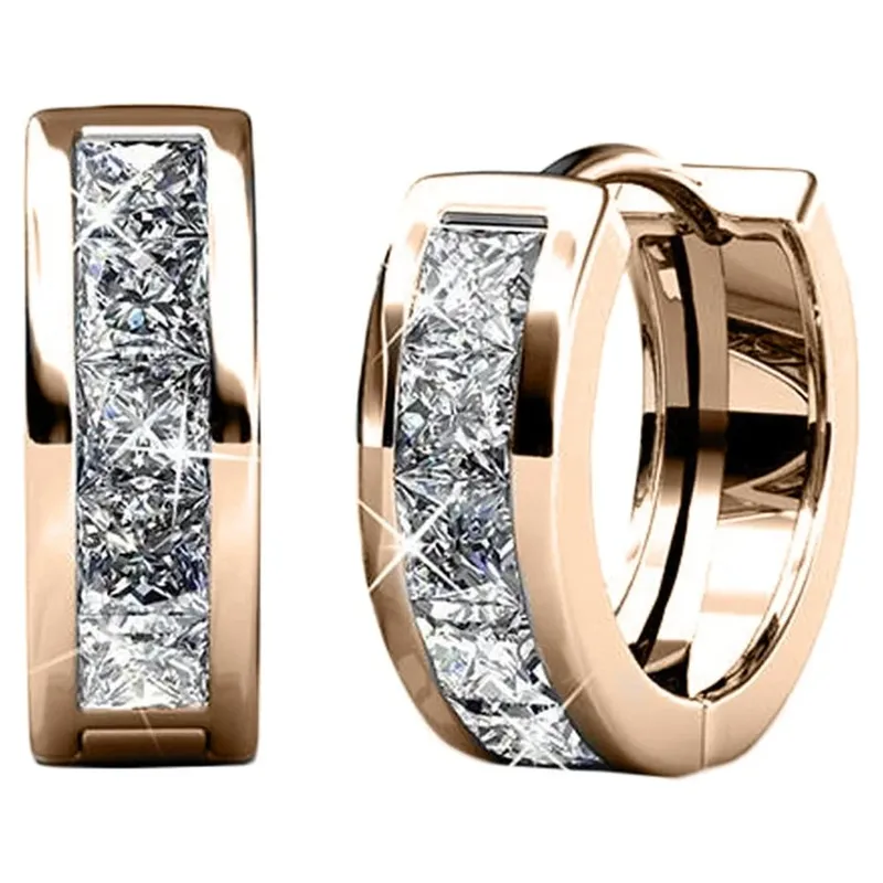 18k Gold Plated Silver Hoop Earrings with Swarovski Crystals