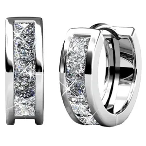 18k Gold Plated Silver Hoop Earrings with Swarovski Crystals