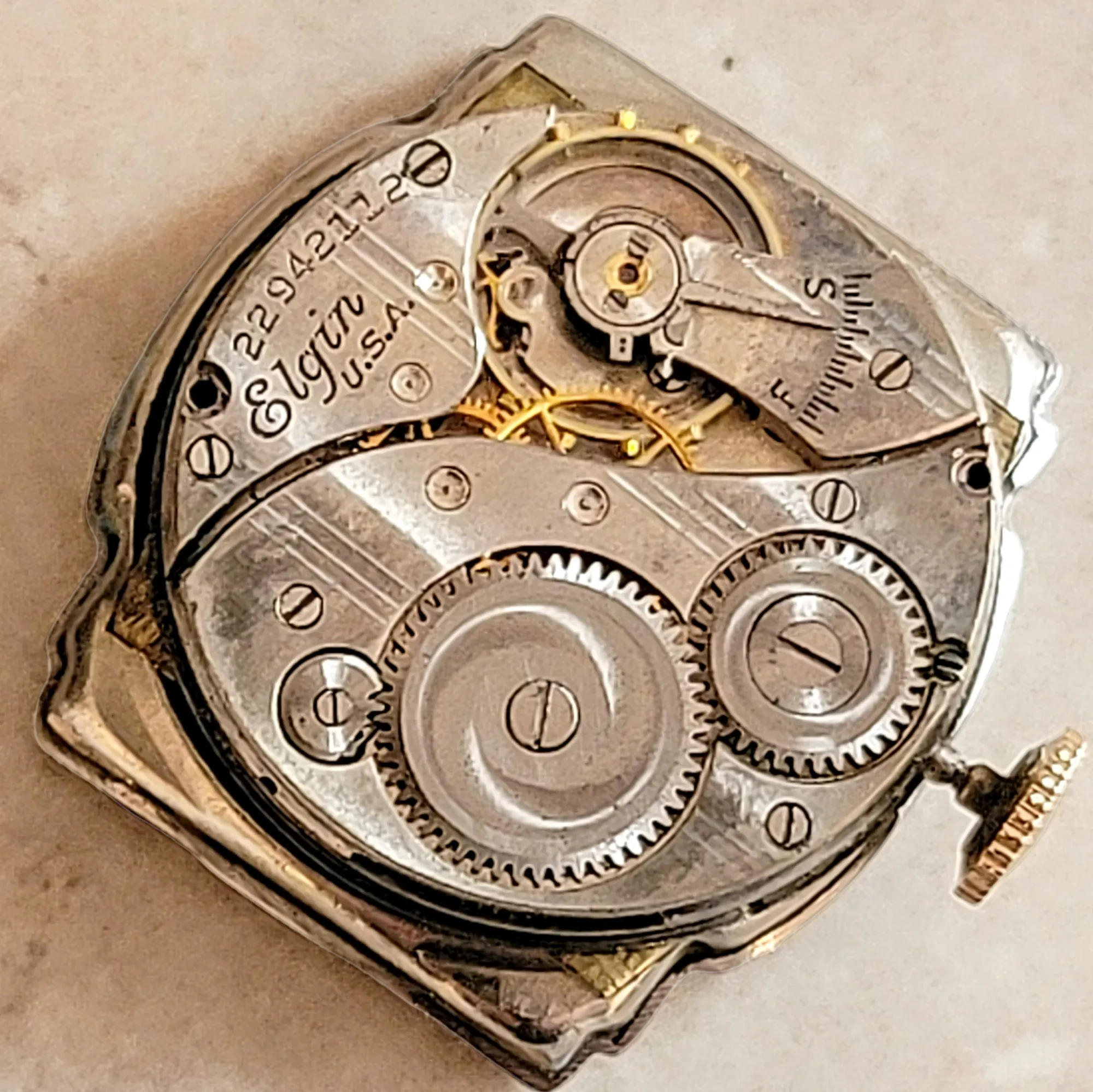 1920 ELGIN Watch Diamond & Ruby Dial Wristwatch Grade 431 U.S.A.