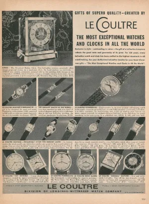 1950s LeCoultre Clocks and Watches Magazine Ad ft. Atmos & Futurematic