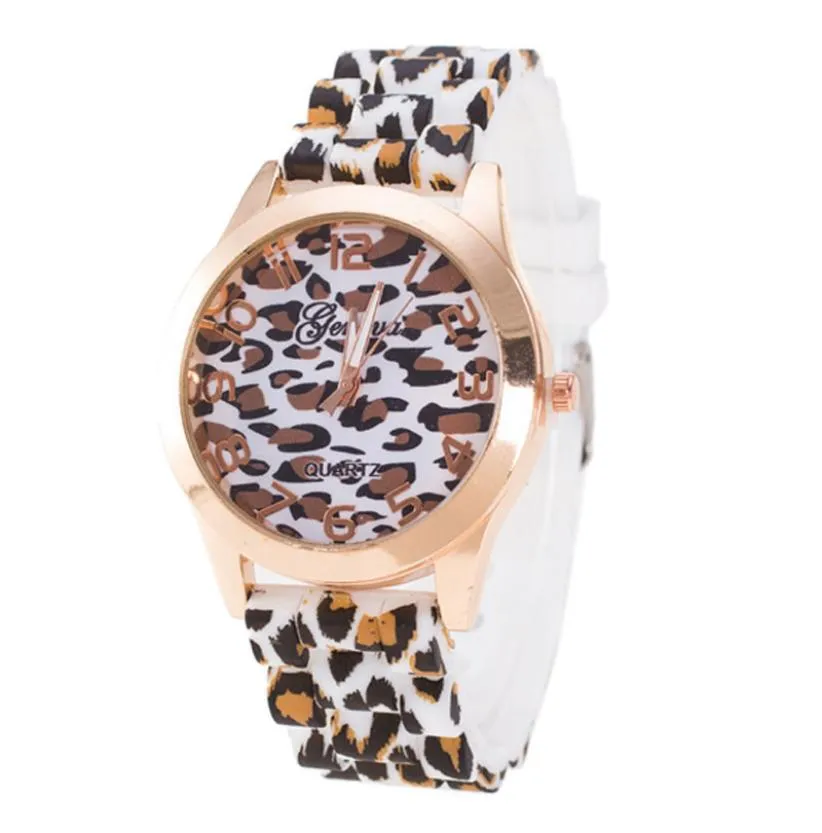 2021 New Fashion Simple Watch Watches for Women Leopard Print Silicone Watch Jelly Analog Girl Wristwatch Geneva Dress Relojes
