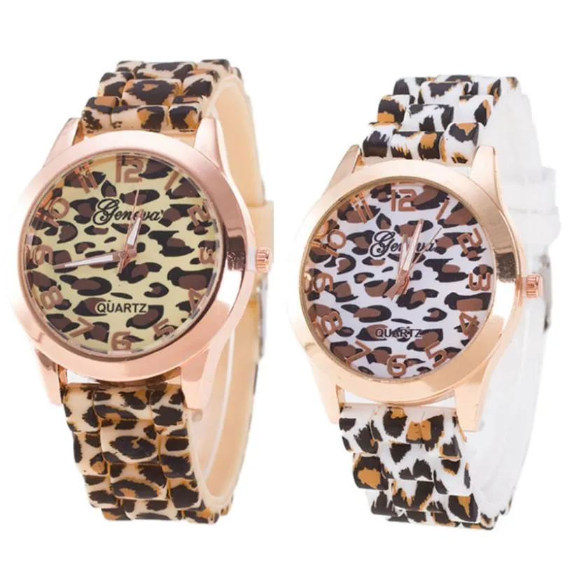 2021 New Fashion Simple Watch Watches for Women Leopard Print Silicone Watch Jelly Analog Girl Wristwatch Geneva Dress Relojes