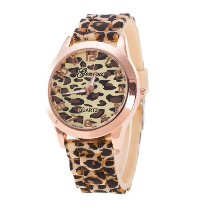 2021 New Fashion Simple Watch Watches for Women Leopard Print Silicone Watch Jelly Analog Girl Wristwatch Geneva Dress Relojes