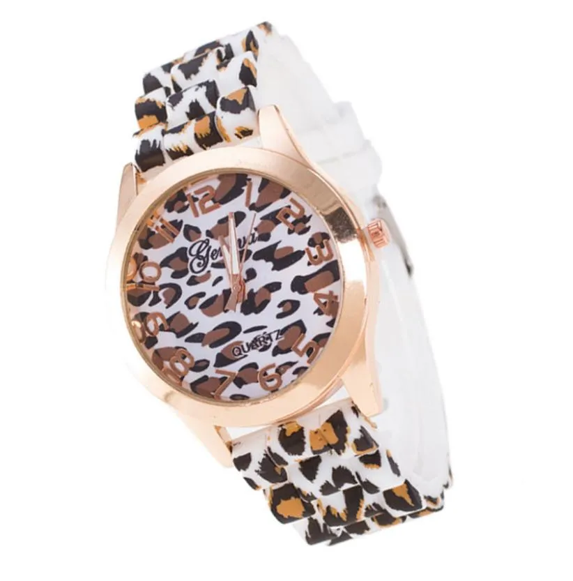 2021 New Fashion Simple Watch Watches for Women Leopard Print Silicone Watch Jelly Analog Girl Wristwatch Geneva Dress Relojes