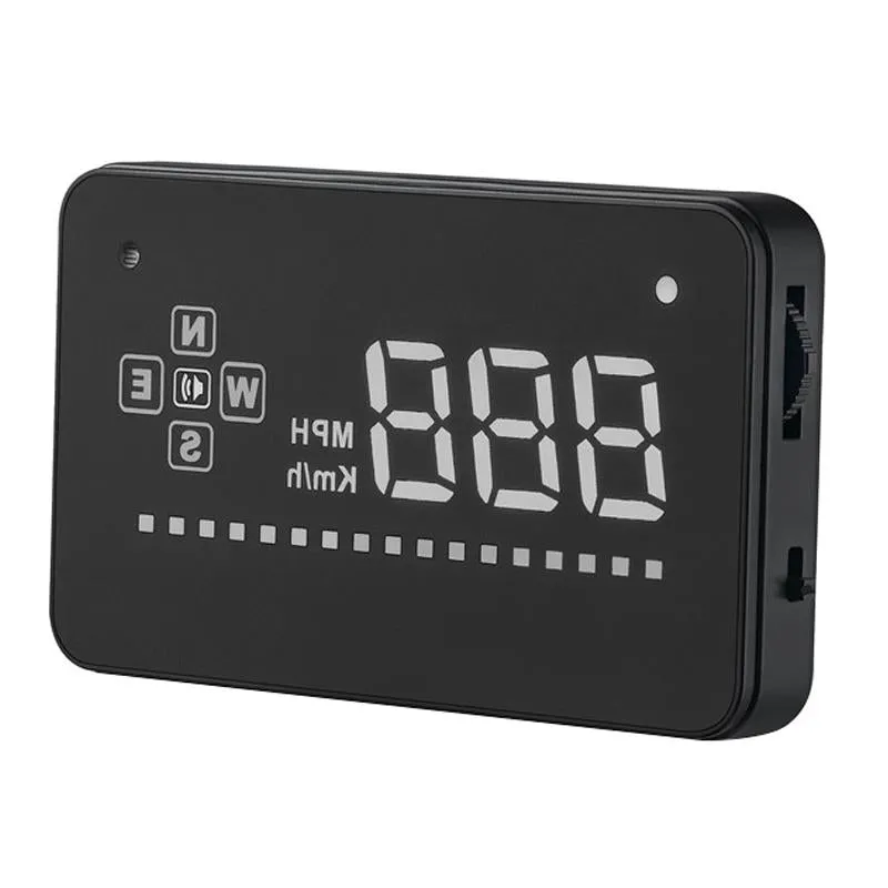 3.5 Inch Gps Car Hud Speed Alarm Compass Km / Miles Black