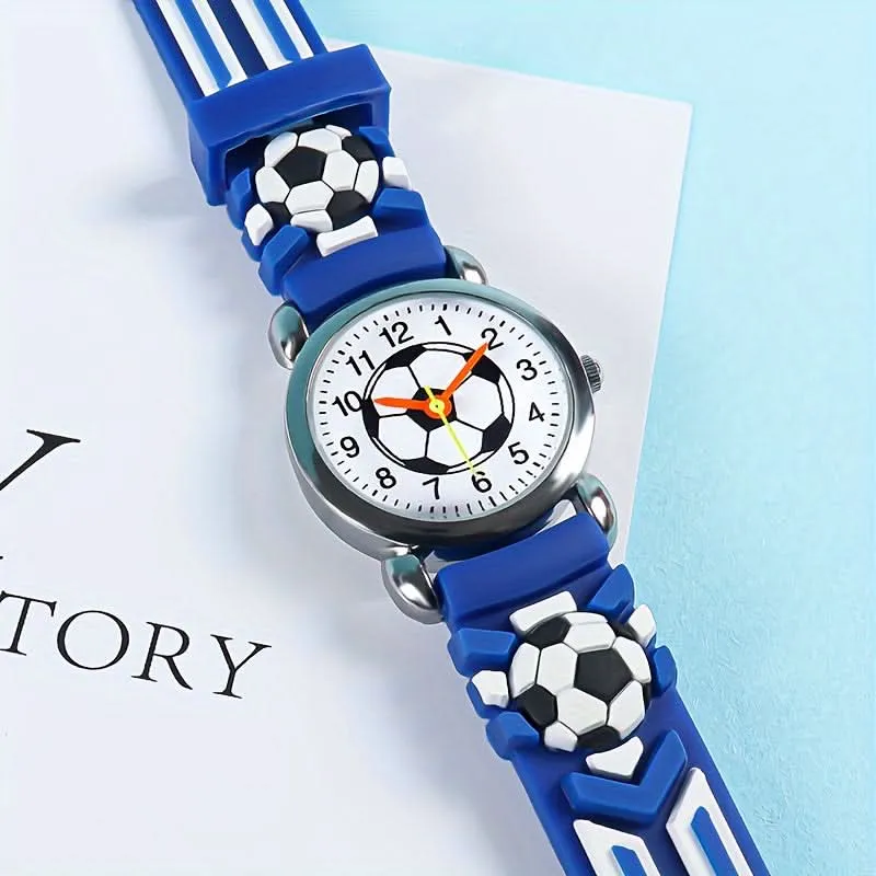 3D Football Print Quartz Watch for Kids