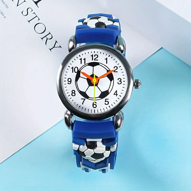 3D Football Print Quartz Watch for Kids