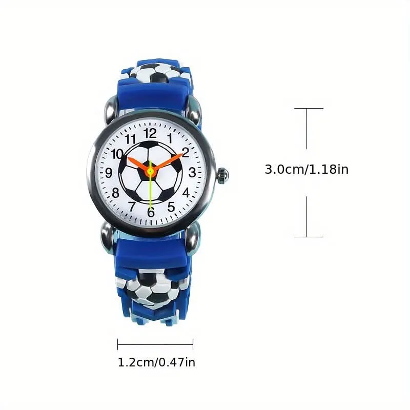 3D Football Print Quartz Watch for Kids