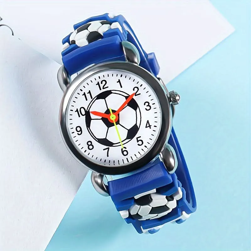 3D Football Print Quartz Watch for Kids
