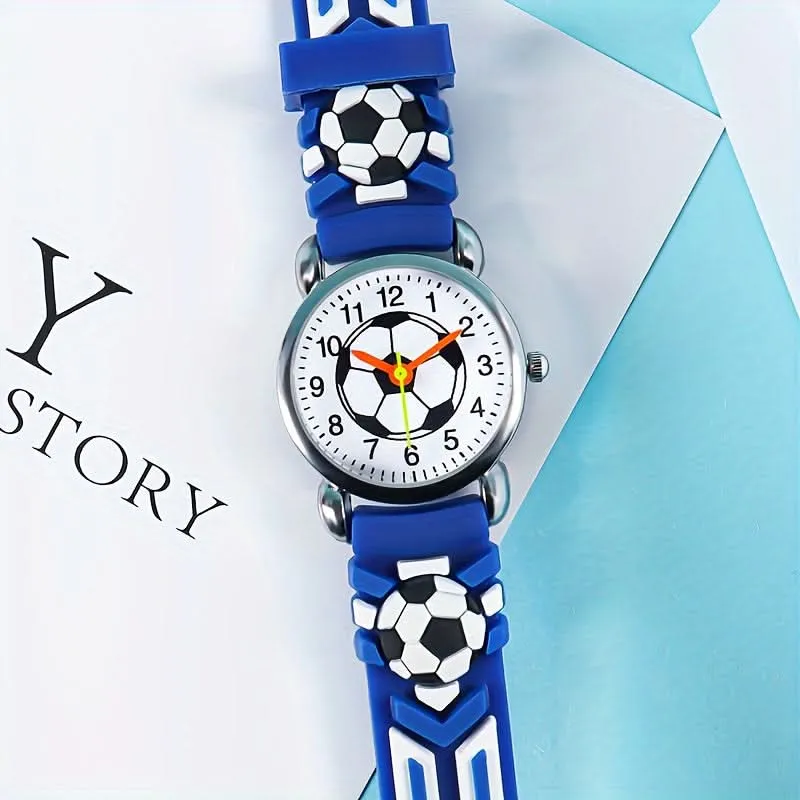 3D Football Print Quartz Watch for Kids