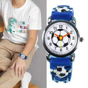 3D Football Print Quartz Watch for Kids