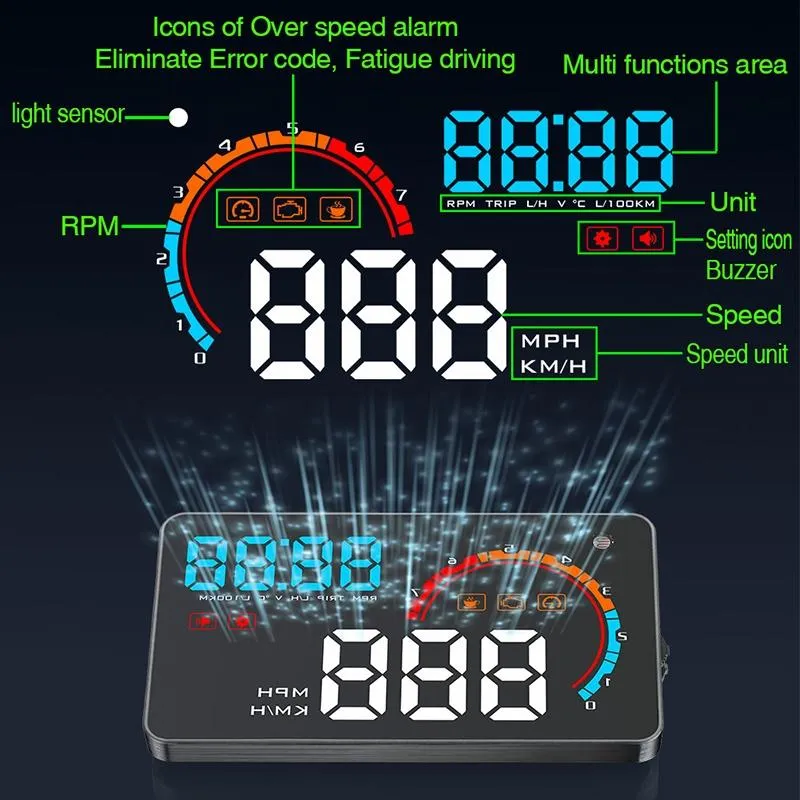 4 Inch Obd2 Gps Head Up Display Car Speed Revolving Speed Water Temp Battery Voltage Running Speed & Distance