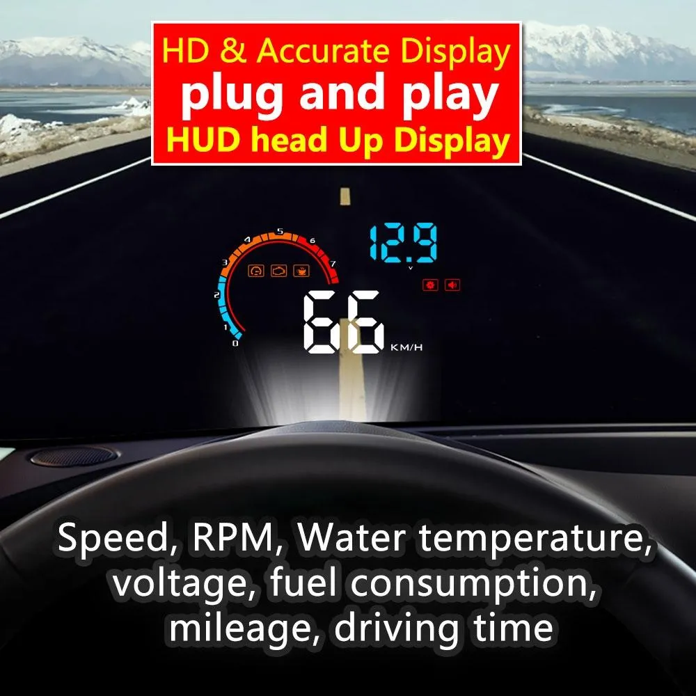4 Inch Obd2 Gps Head Up Display Car Speed Revolving Speed Water Temp Battery Voltage Running Speed & Distance
