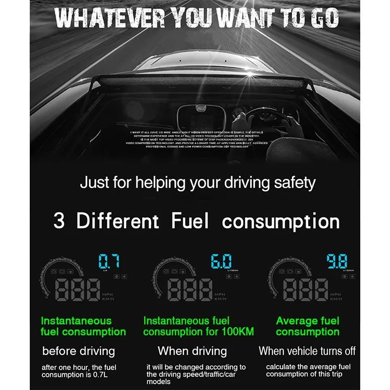 4 Inch Obd2 Gps Head Up Display Car Speed Revolving Speed Water Temp Battery Voltage Running Speed & Distance