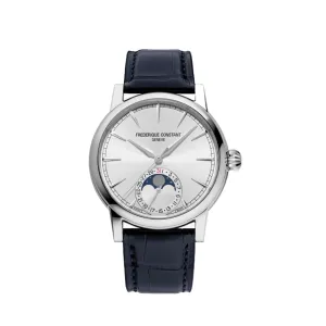 40mm Classic Moonphase Date Watch with Silver Dial