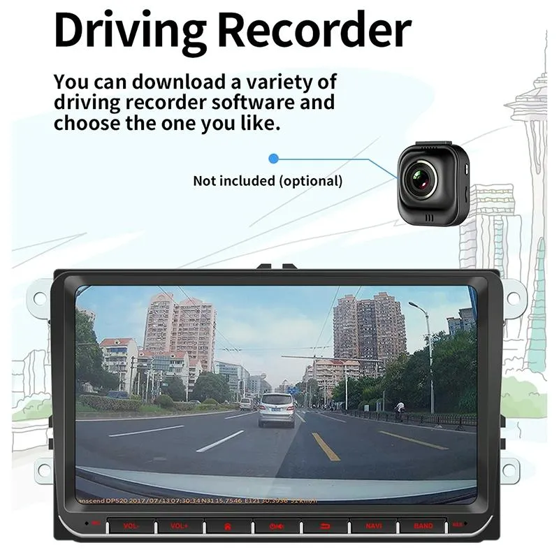 9 Inch Car Hd Radio Receiver Mp5 Player For Volkswagen - Fm Bluetooth Tf Card Gps Wifi - 1Gb   16Gb