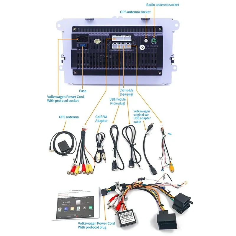 9 Inch Car Hd Radio Receiver Mp5 Player For Volkswagen - Fm Bluetooth Tf Card Gps Wifi - 1Gb   16Gb