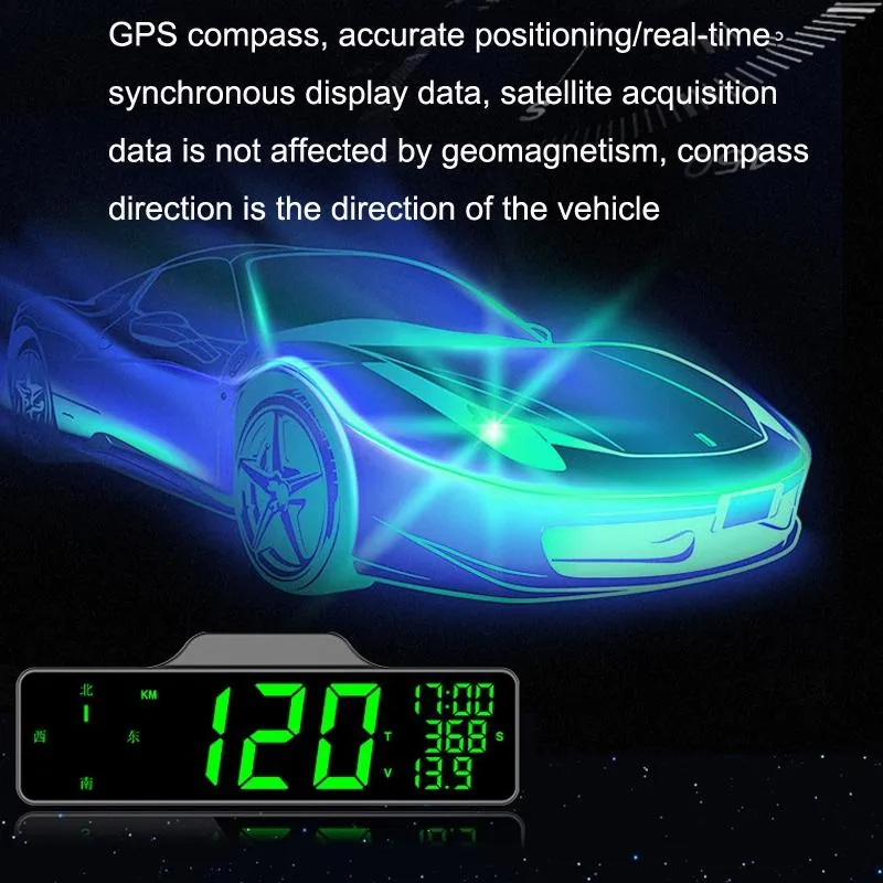 9 Inch Car Hud Gps Speedometer W / Compass Multifunction Display