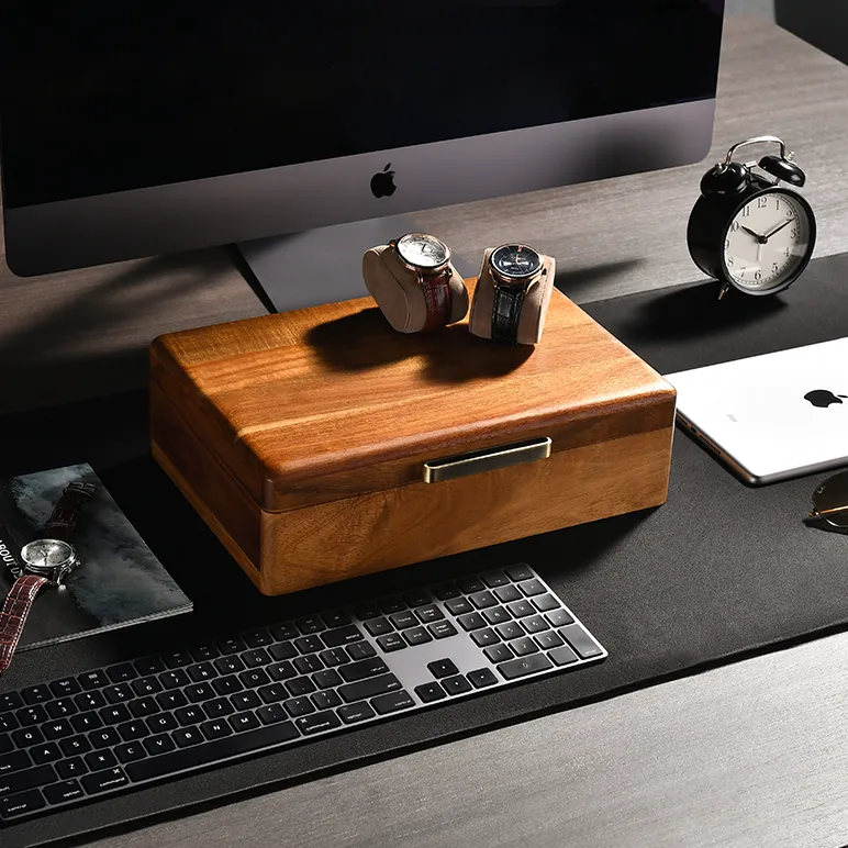 Acacia Wood Watch Box Organizer with 10 Slots for Watches