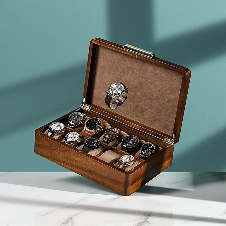 Acacia Wood Watch Box Organizer with 10 Slots for Watches