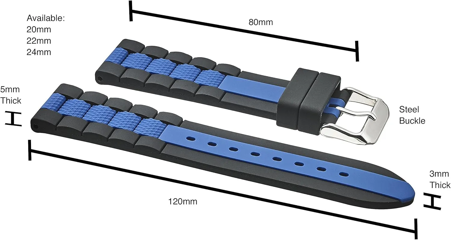 Alpine Silicone Sport Watch Band | Heavy-duty Waterproof Silicone Watch Strap for Men & Women | Replacement Band Compatible with Traditional & Smart Watches