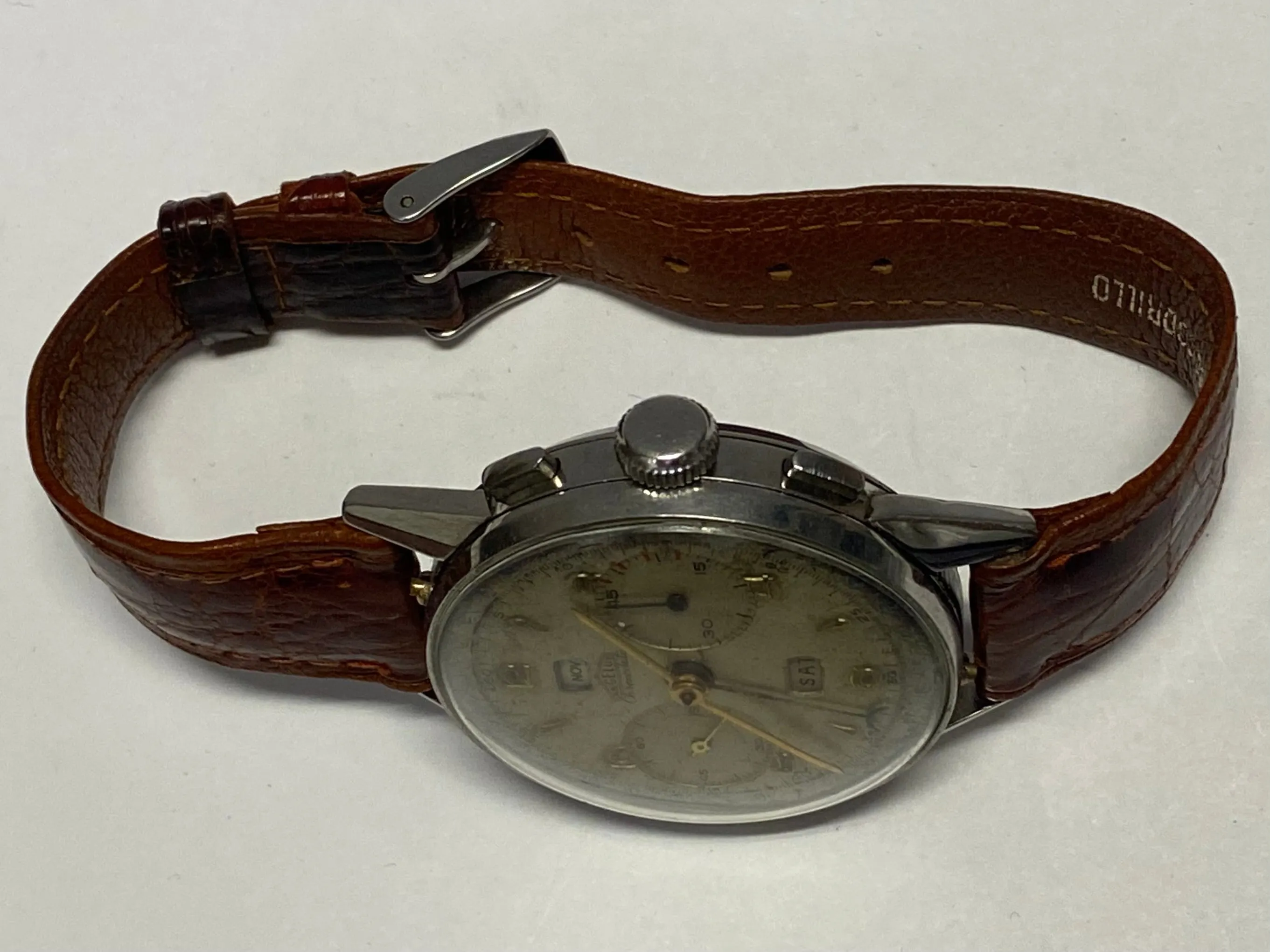 ANGELUS  Jumbo Chronograph Vintage 1940's  Date & Month Watch - $20K APR w/ COA!