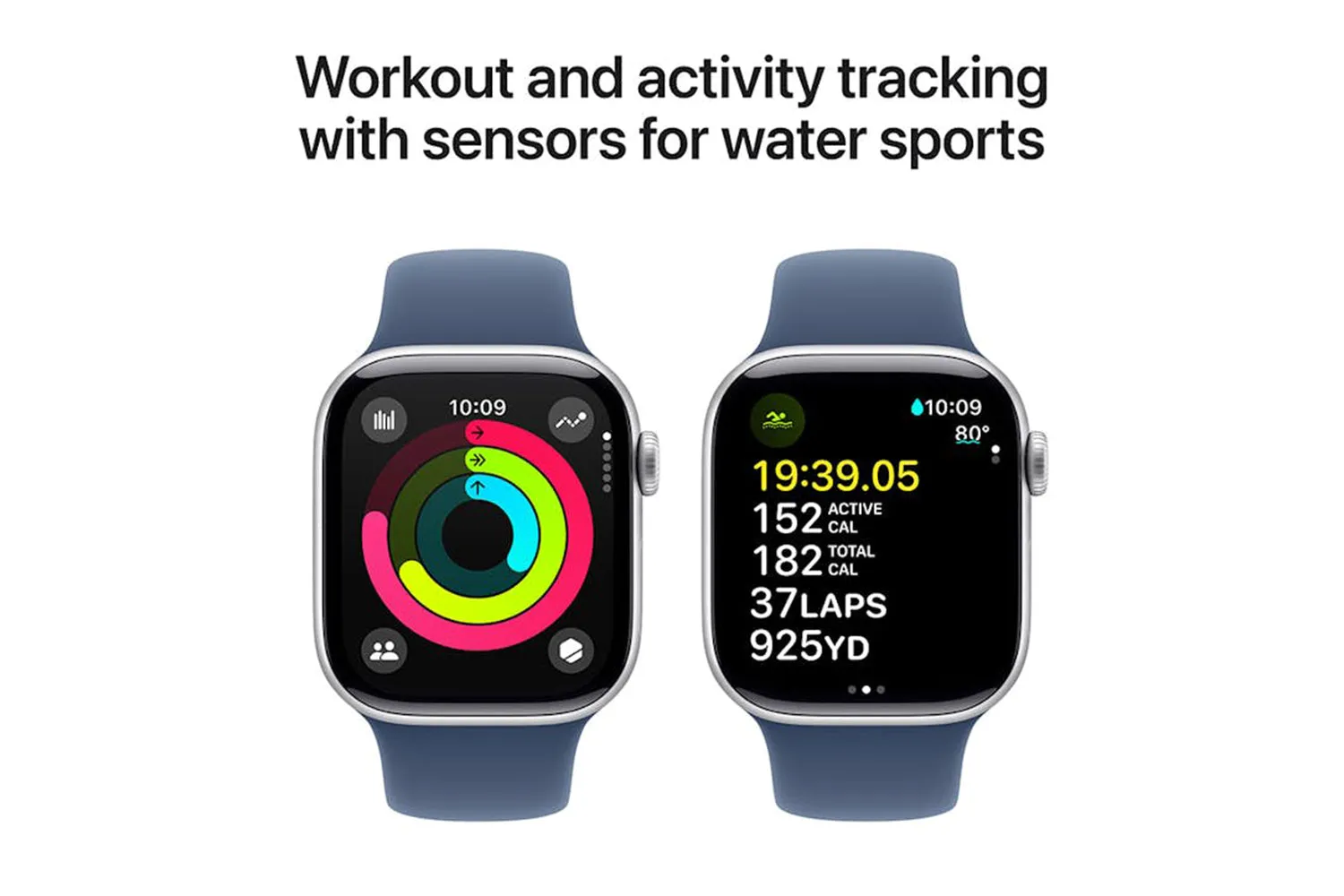 Apple Watch Series 10 | 46mm | Silver Aluminium Case Denim Sport Band S/M