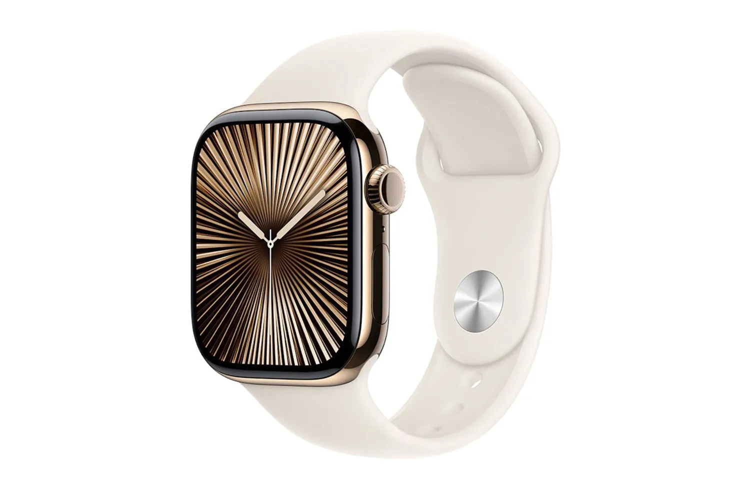 Apple Watch Series 10 GPS   Cellular | 42mm | Gold Titanium Case with Starlight Sport Band S/M