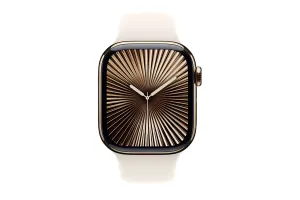 Apple Watch Series 10 GPS   Cellular | 42mm | Gold Titanium Case with Starlight Sport Band S/M