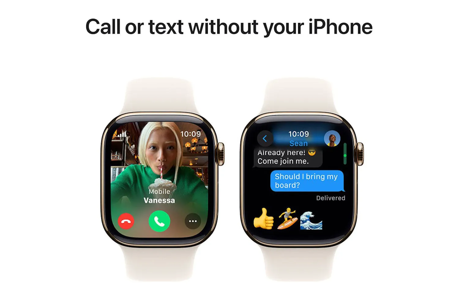 Apple Watch Series 10 GPS   Cellular | 42mm | Gold Titanium Case with Starlight Sport Band S/M