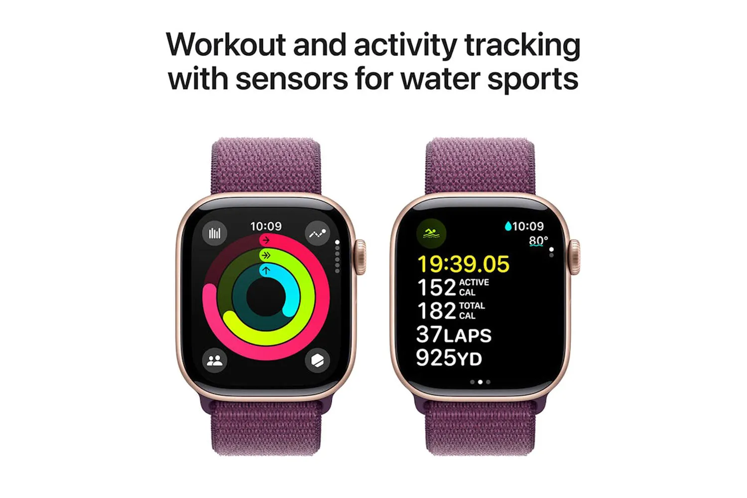 Apple Watch Series 10 GPS   Cellular | 42mm | Rose Gold Aluminium Case with Plum Sport Loop