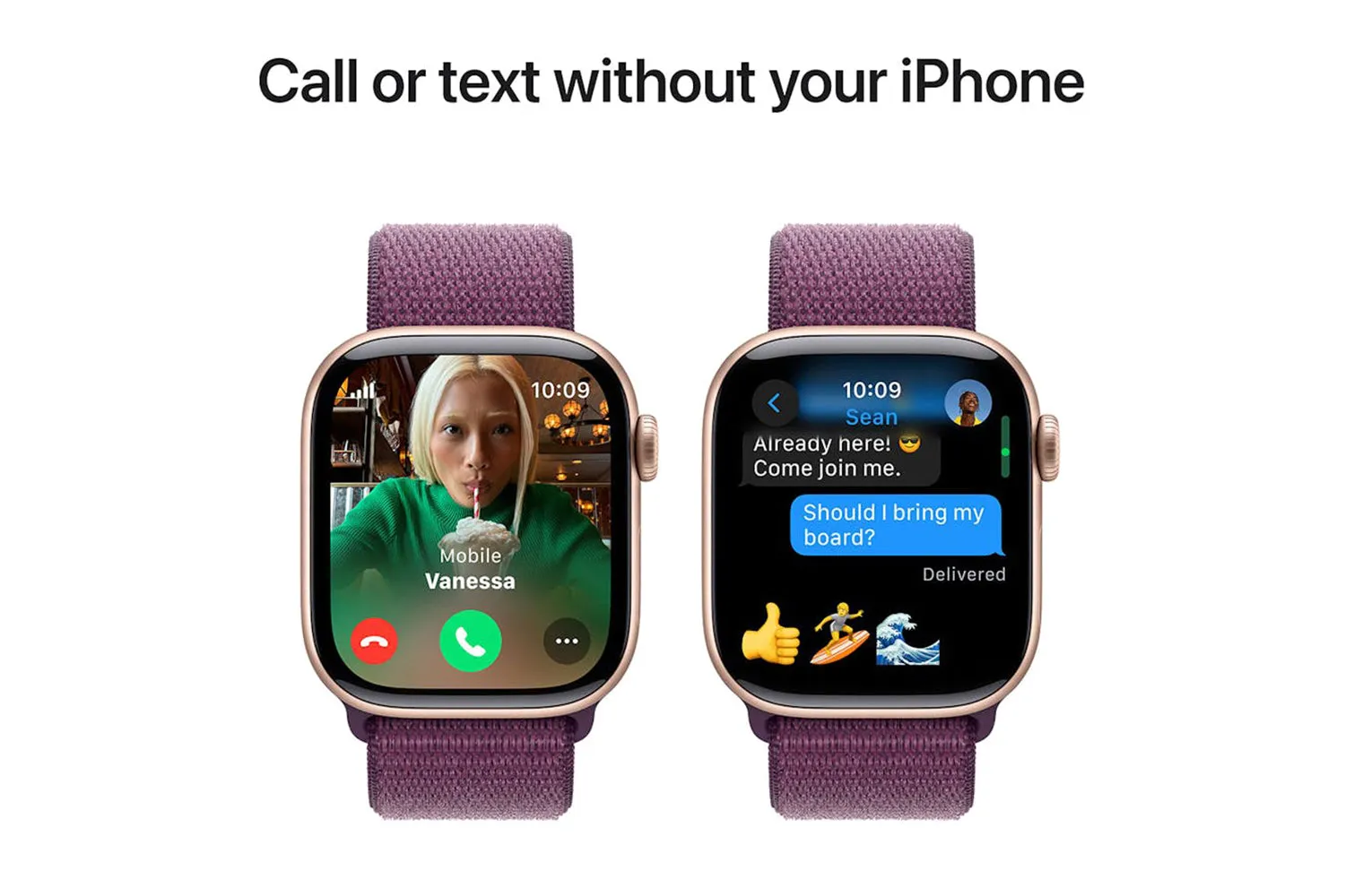 Apple Watch Series 10 GPS   Cellular | 42mm | Rose Gold Aluminium Case with Plum Sport Loop