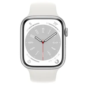 Apple Watch Series 8 GPS, 45mm Silver Aluminium Case with S/M White Sport Band ( Refurbished Grade - C )