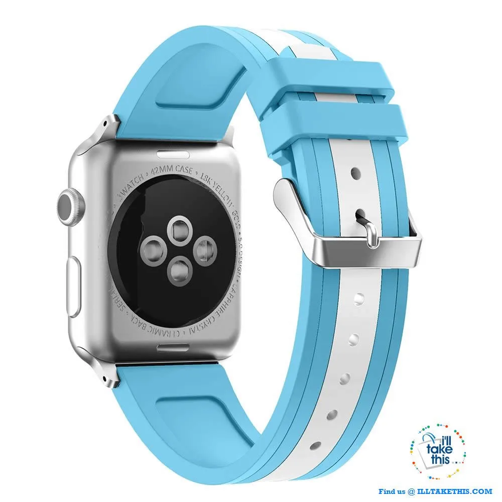 Apple Watchband, Colorful Silicone wrist strap suit Apple Series 4 down 38mm & 42mm