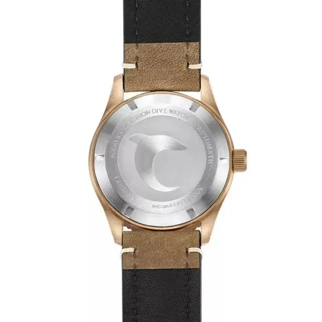 Aquatico Bronze Sea Star Black Dial Watch (Green Ceramic Bezel)