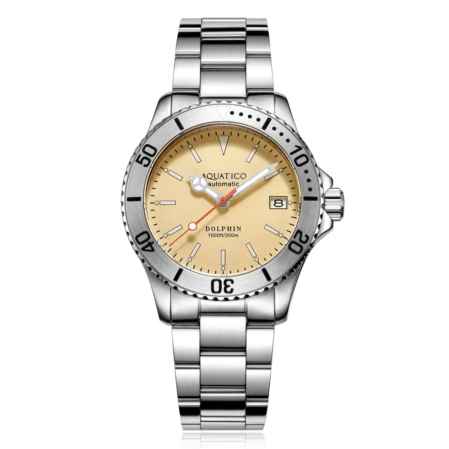 Aquatico Dolphin 38mm Dive Watch Cream Dial (NH35)