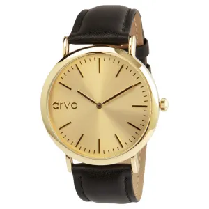 Arvo Gold Time Sawyer Watch - Black Leather