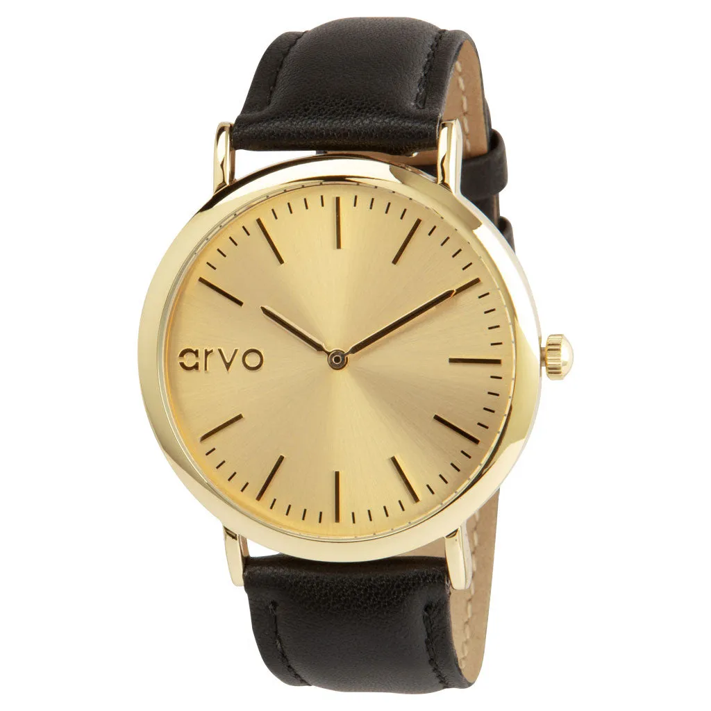 Arvo Gold Time Sawyer Watch - Black Leather