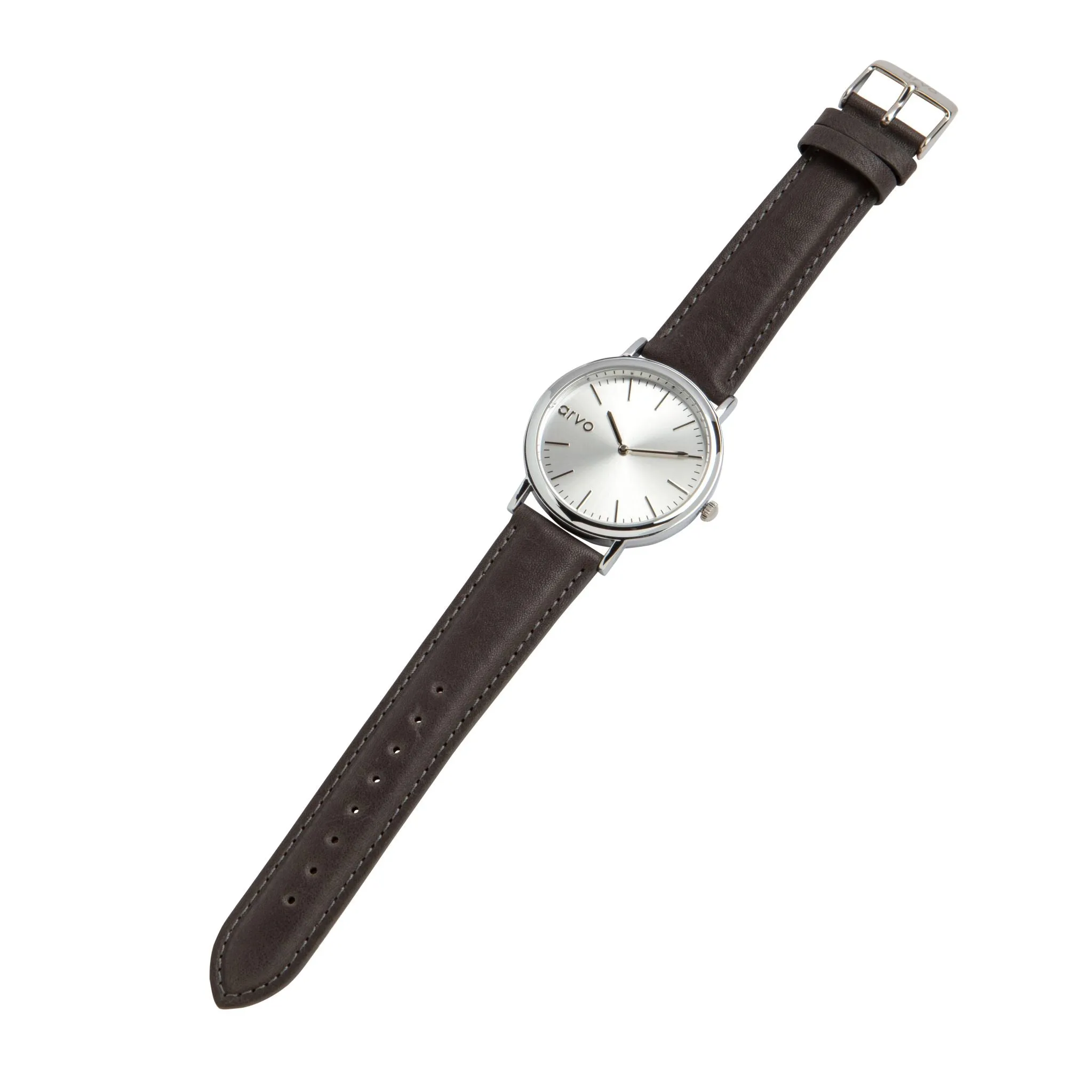 Arvo Silver Time Sawyer Watch - Gray Leather by Arvo